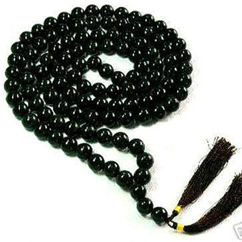 

Tibetan Buddhist Black Rich carnelian onyx Prayer 10mm 108 Beads Handmade agat Long Chain Necklace For Women Lucky Jewelry BV437