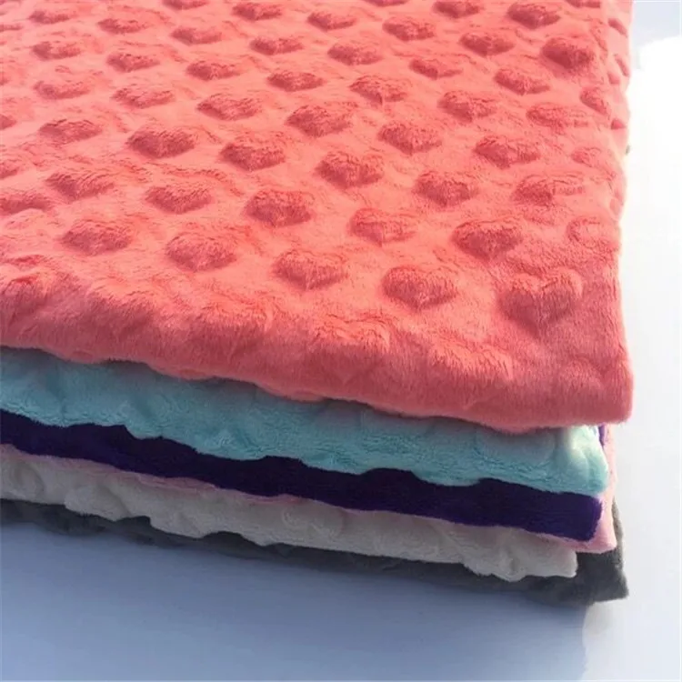 Loving Heart Embossed Bubble Minky Fleece Fabric 1 Meter Micro Mink DIY Sew Blanket Toy Fabric
