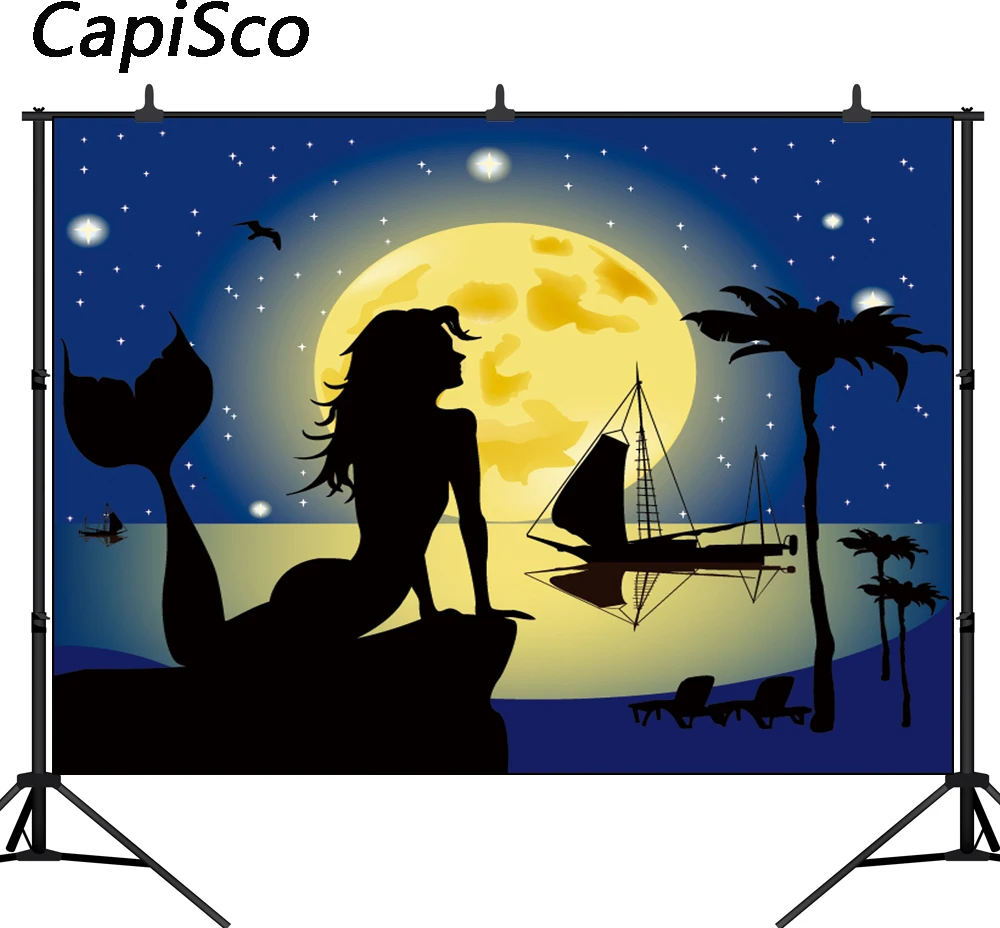 

Capisco Mermaid Princess birthday party photography backdrop Star Moon fairy tale background children photophone photocall