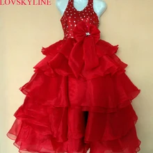 Изящные Сатиновые пышные платья трапециевидной формы с бретельками на бретельках, длиной до пола, на заказ, для девочек праздничные платья для девочек небесно-1203