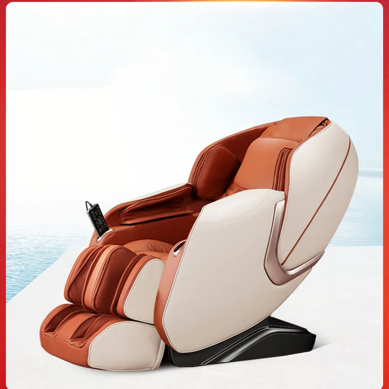 Электрический массажный стул для всего тела, космическая капсула с нулевой гравитацией, домашний массажный диван для шеи и спины - Цвет: Orange Beige
