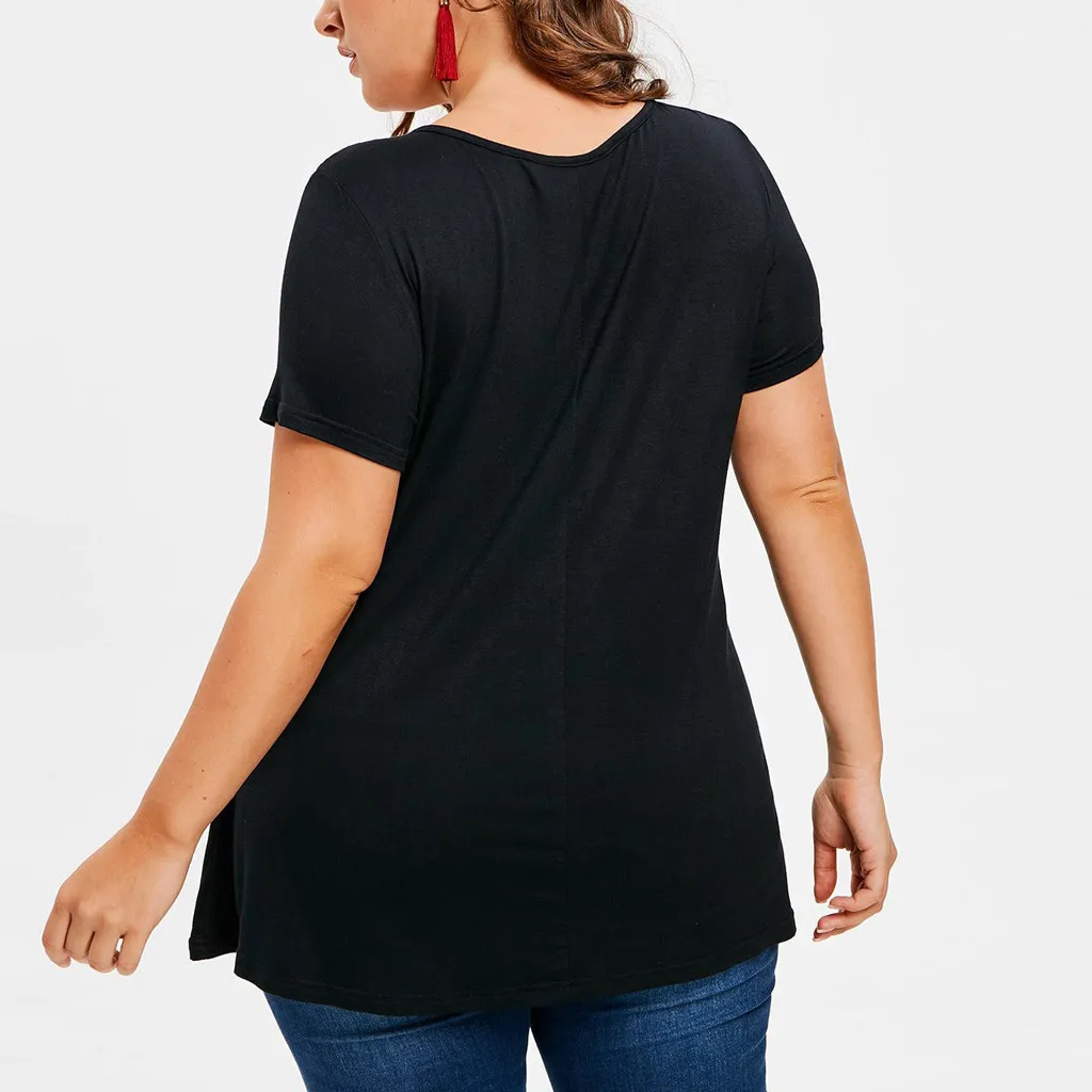 Модная женская летняя футболка с коротким рукавом, Повседневная Свободная эластичная расклешенная сетчатая панель, плюс размер, туника, футболка, женские топы с аппликацией