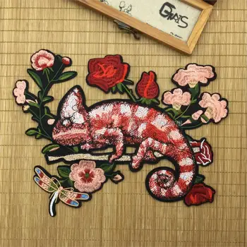 

DIY Chameleon Lizard Embroidery patch Animal Decal Chameleon parche bordado for para ropa jeans patch