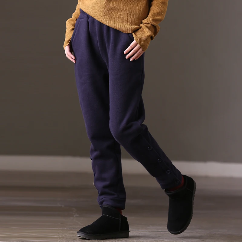 De Pantalones Suelta yellows Gruesas Mujeres K1228b Cintura Elástica Coreana the Versión Blue Las Y Black Invierno wZqqWU0Bnx