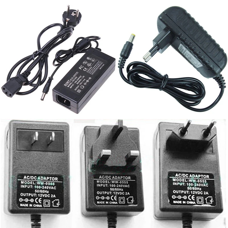 

LED Driver 12V 2A 5A Power Supply AC85-265V For DC12V LED Strip Lighting Transformers 60W 24W Adapter For LED Strip CCTV DVR