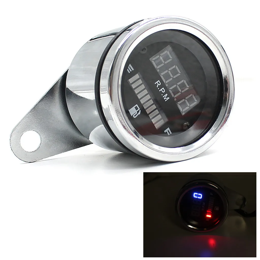 

12V Motorcycle Red/Blue LED digital display tachometer LED fuel gauge two in one Product model CS-298