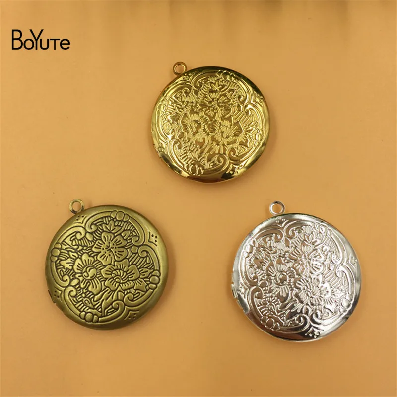 BoYuTe 10Pcs Round 316MM Metal Brass Lockets Diy Floating Photo Locket Pendant Charms (5)