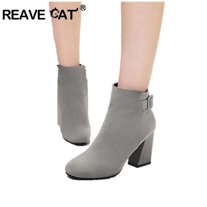 faux suede block heel boots