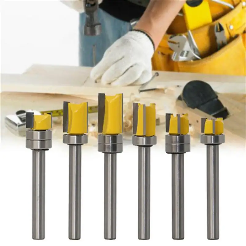 

1pcs Flush Trim Template Alloy Router Bit 1/4 Shank Woodworking Cutter Trimming Knife Slotting Machine Tool
