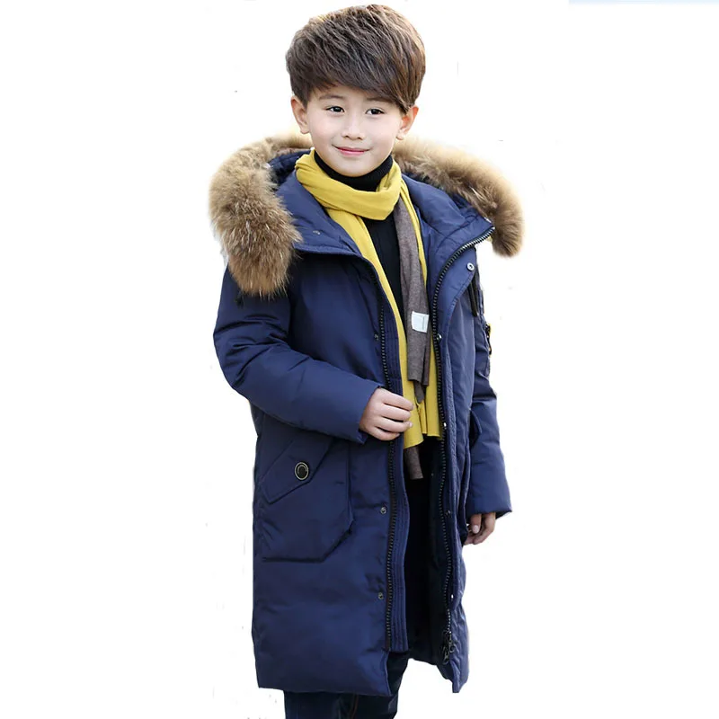 

4-13 Years Children's Winter Down Jackets/Coat Boys Long Thick Warm Duck Down Feather Jacket Outerwear Cold Winter -30 degree