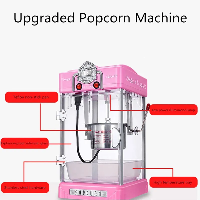 Popcorn Makers Electric Popcorn Machine Household and Commercial Small Fully Automatic Non-stick Pan