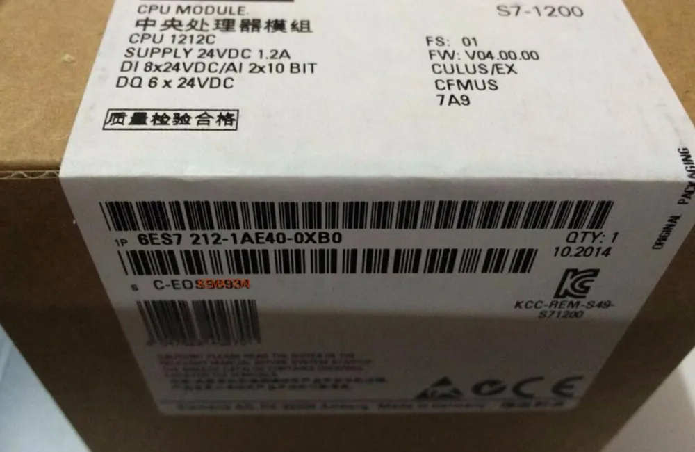 Оригинал Simatic 6ES7212-1AE40-0XB0 S7-1200 6ES7 212-1AE40-0XB0 1212C Процессор DC/DC 6ES72121AE400XB0 Новый |