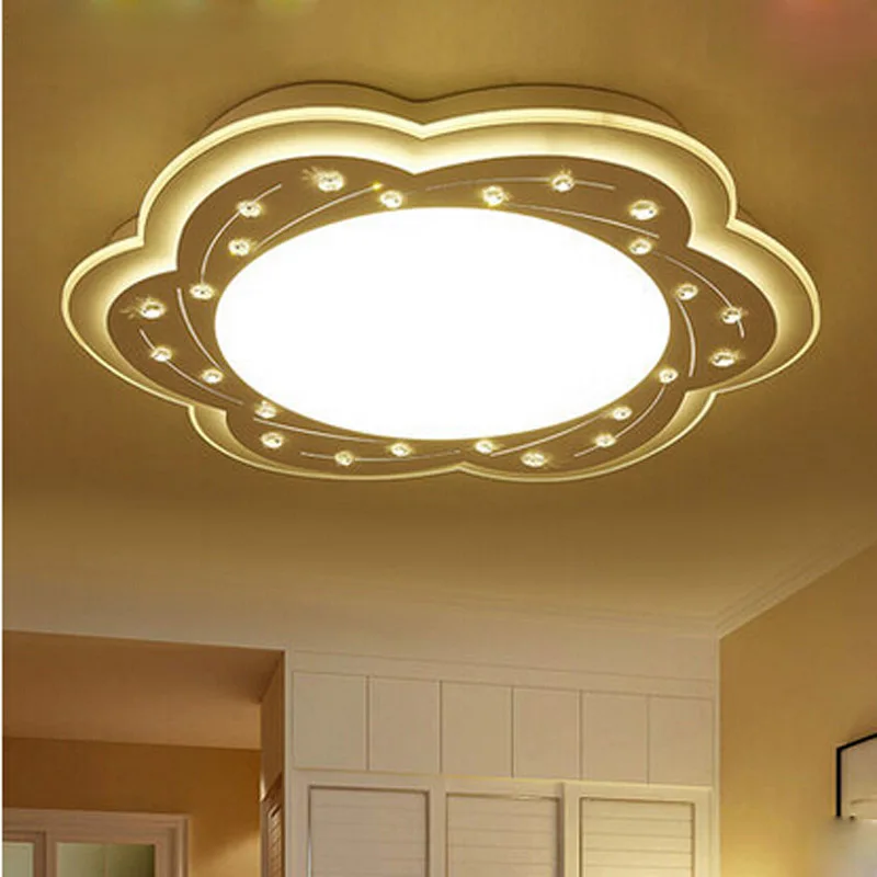 

Z Modern Simple Creative Ultrathin crystal ceiling lamp Flower shape design Warm romantic led bedroom Restaurant children lamps