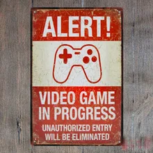 1 шт. видео игры в прогресс консоли Посторонним вход воспрещен жесть Вход стены комнаты Берлога украшения Книги по искусству дропшиппинг Плакат Металл