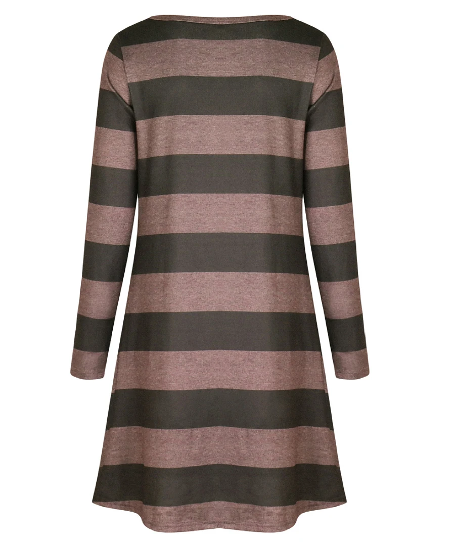 Gladiolus Autumn Winter Women Dress O-Neck Long Sleeve Striped Loose Casual Midi Dress Vestidos Verano 2018 Vestido Sundress (29)