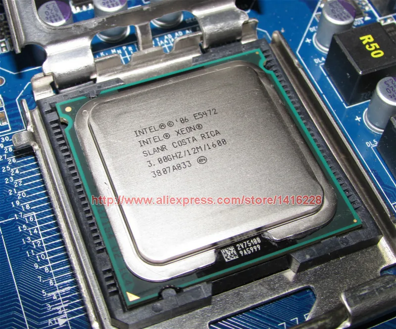 Процессор Xeon E5472 3 0 ГГц/12 МБ/1600 работает на материнской плате LGA 775 близко к