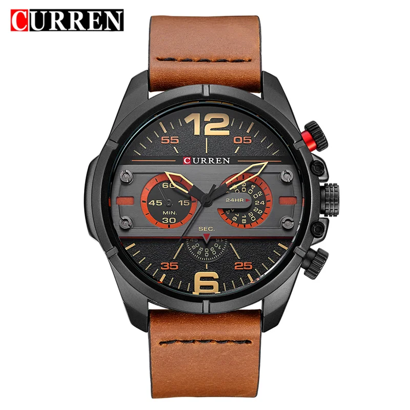 

CURREN Men Watch Luxury Brand Army Military Watch Leather Sport Watches Quartz Men Waterproof Wristwatch Relogio mascul 8259