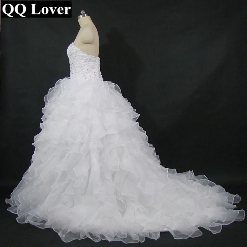 

New Ruffles Wedding Dress Plus Size With Video Sexy Beaded Bridal Gowns Vestido De Noiva