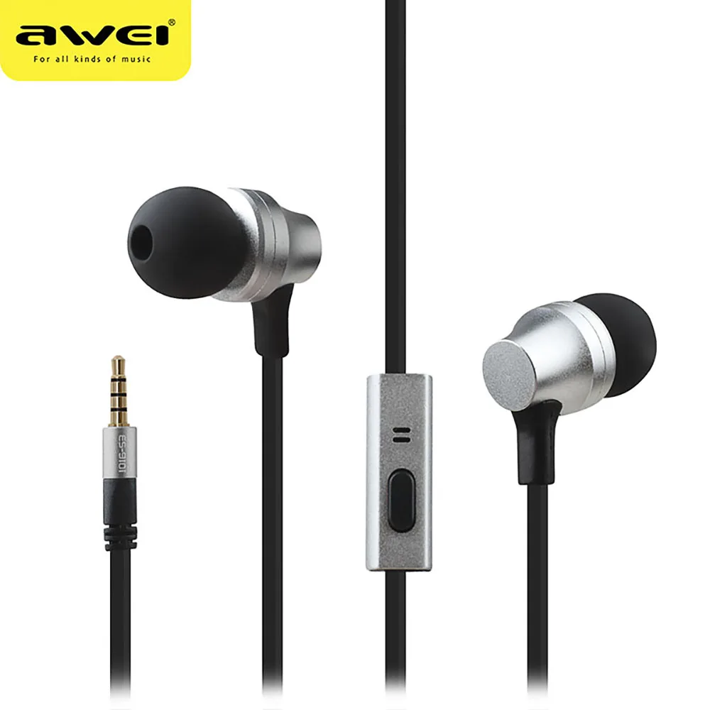 Awei Handsfree Headset Earphone Wired Headphone Head For In Ear Phone Bud Computer PC Earbud In-Ear Earpiece Auricular Handfree |
