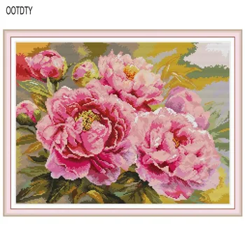 

Peony DIY Handmade Counted Cross Stitch Set Embroidery Kit 14CT Home Decoration
