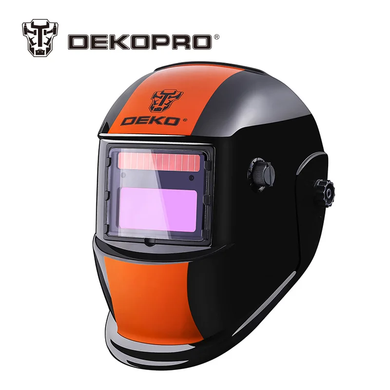 

DEKOPRO Orange Stripes Solar Auto Darkening MIG MMA Electric Welding Mask Helmet for Welding Machine or Plasma Cutter