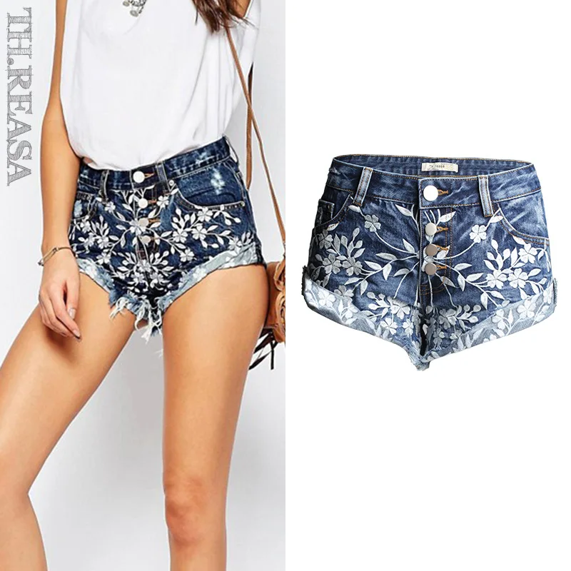 Europe America Summer Jeans Shorts Women Button Fly Low Waist