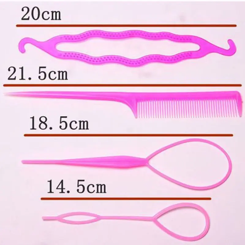 4Pcs/Set Professional Plastic Magic Hair Braiding Tools Styling Braiders Set Hair Pin Ponytail Bun Roller Maker Twist Curler Kit