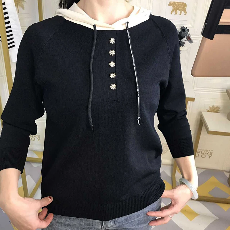 Fannic Autumn Winter Women Sweatshirt Glitter Stone Knitting Hoodies Short Style Sweatshirt Jumper 2 Colors Fannic Autumn Winter Women Sweatshirt Glitter Stone Knitting Hoodies Short Style Sweatshirt Jumper 2 Colors