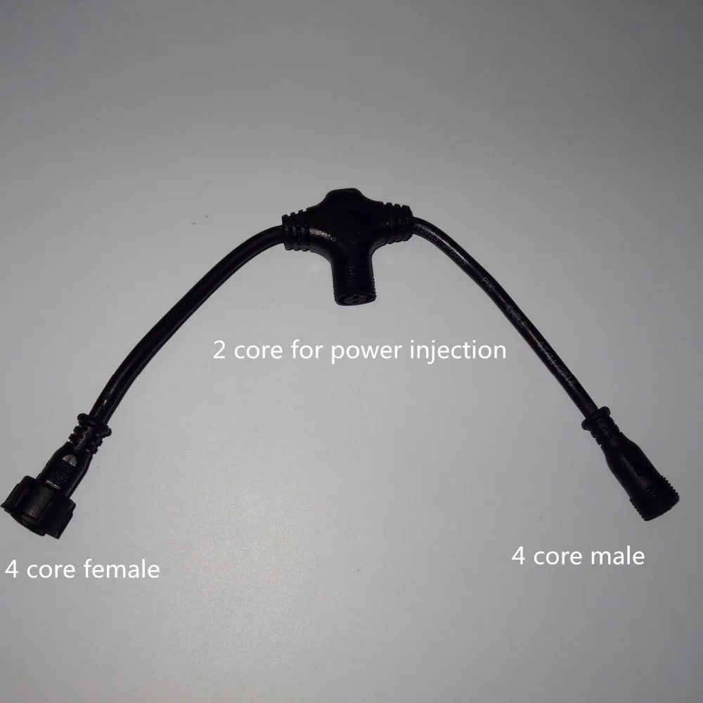 

(4-2-4) 4 core T type waterproof splitter(the middle is 2core female );BLACK color;the male connect's diameter;13.5mm