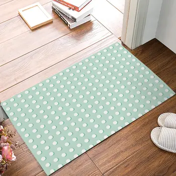

Green Polka Dot Geometric Door Mats Kitchen Floor Bath Entrance Rug Mat Absorbent Indoor Bathroom Rubber Non Slip