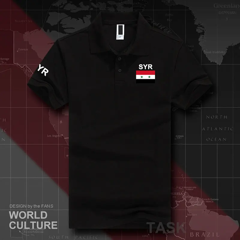 Рубашки поло для мужчин с коротким рукавом, белые бренды, с принтом для страны, хлопок, Национальный флаг, арабский флаг - Цвет: polo-Black