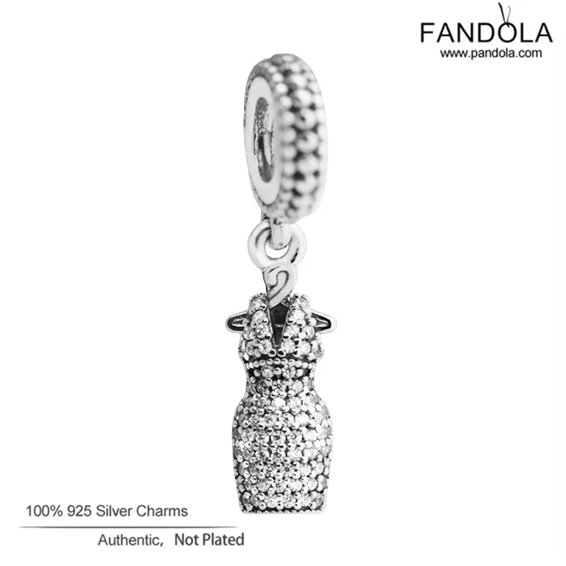 

100% 925 Sterling Silver Dazzling Dress Dangle Beads for Jewelry Making Fits Women's Charms Silver Original Bracelet Argent 925