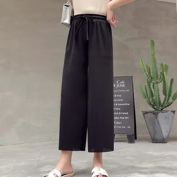 

Straight-legged Solid Wide LegPants Women Concise High-waisted pantalones mujer All-match Loose Summer Pants 2019 Fashion