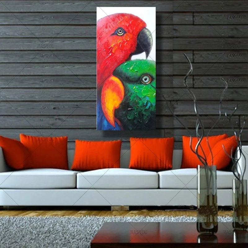 Wall-Art-Canvas-Painting-Parrot-Modern-Oil-Painting-Parrot-100-Hand-Painted-Animal-Bird-Canvas-Painting (1) -  - 