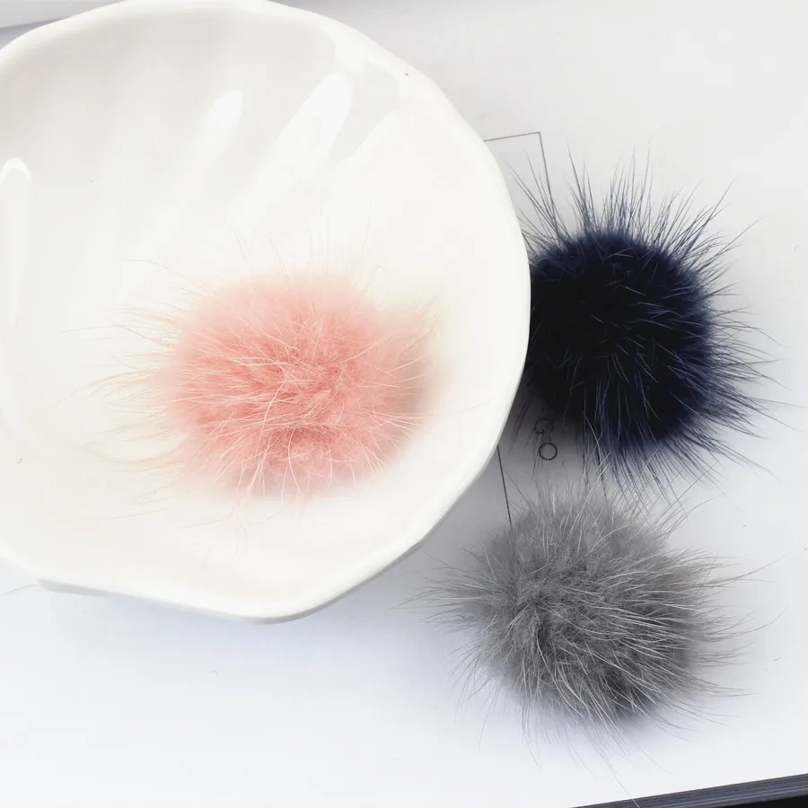 Ritoule Handmade earrings made ornaments Hair Barrette material 50mm mink fur ball DIY hairpin headdress flower accessories