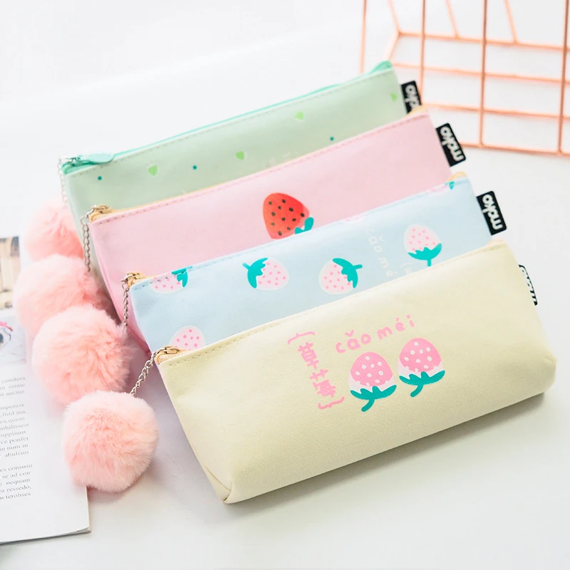 Estuche lápices Kawaii, estuche de regalo de fresa, de lápices escolar, bolsa de lápices, suministros papelería, 1 ud.|Estuches escolares| - AliExpress