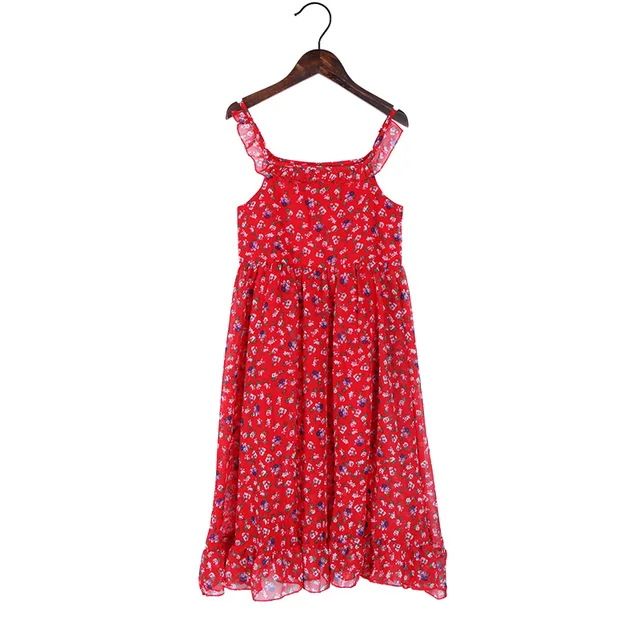Big Girls Summer Chiffon Floral Dress Teen Girls Children Sling Beach