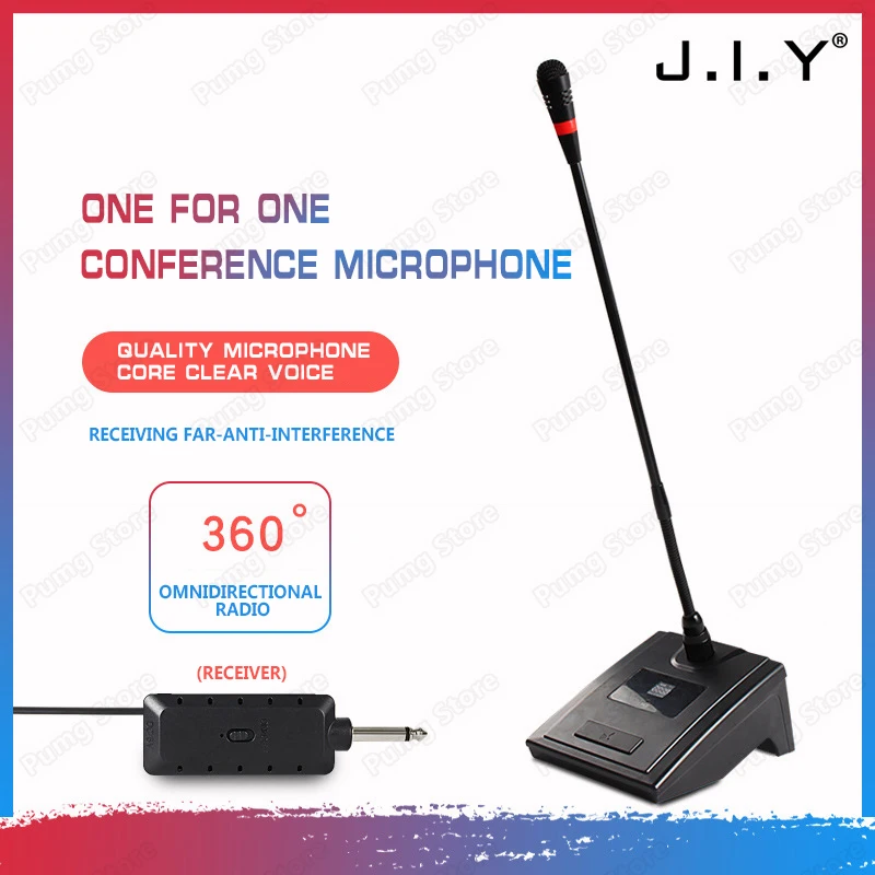 

JIY Wireless Gooseneck Condenser Microphone desktop Professional Multifunction receiver Microphones for School speech meeting PC