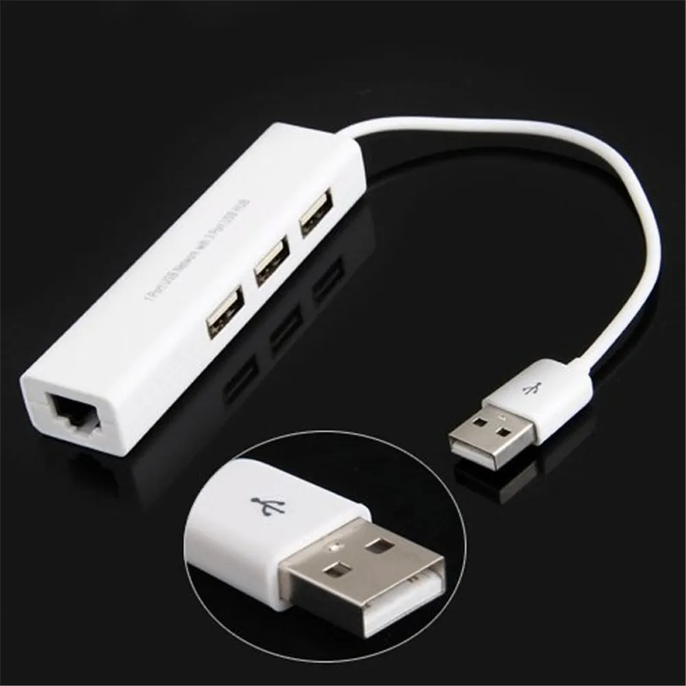 Новый сетевой Ethernet Кабель USB к RJ45 Lan карте + концентратор с 3 портами 2 0 CCC|USB-хабы| |