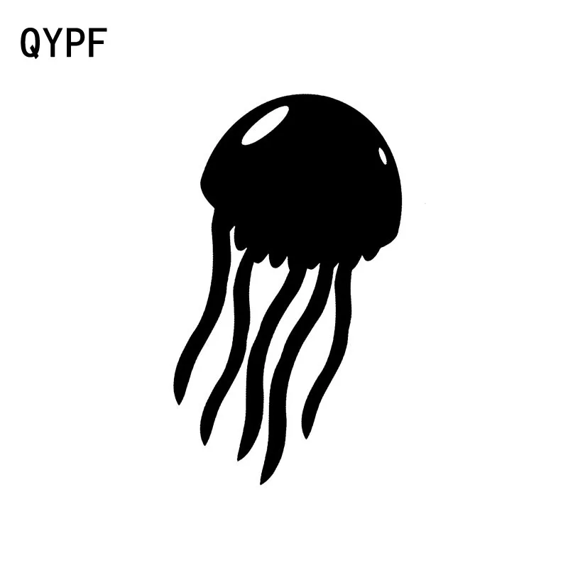 

QYPF 9.1cm*14.9cm Kaleidoscopic Change Cartoon Small Jellyfish Vivid Vinyl Window Decal Car Sticker Black/Silver C18-0250