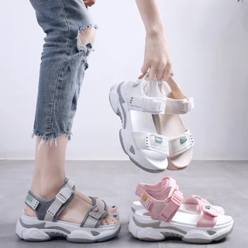 

One word with muffin bottom female sandals 2019 summer Rome increase fashion wild sandals fairy trend.