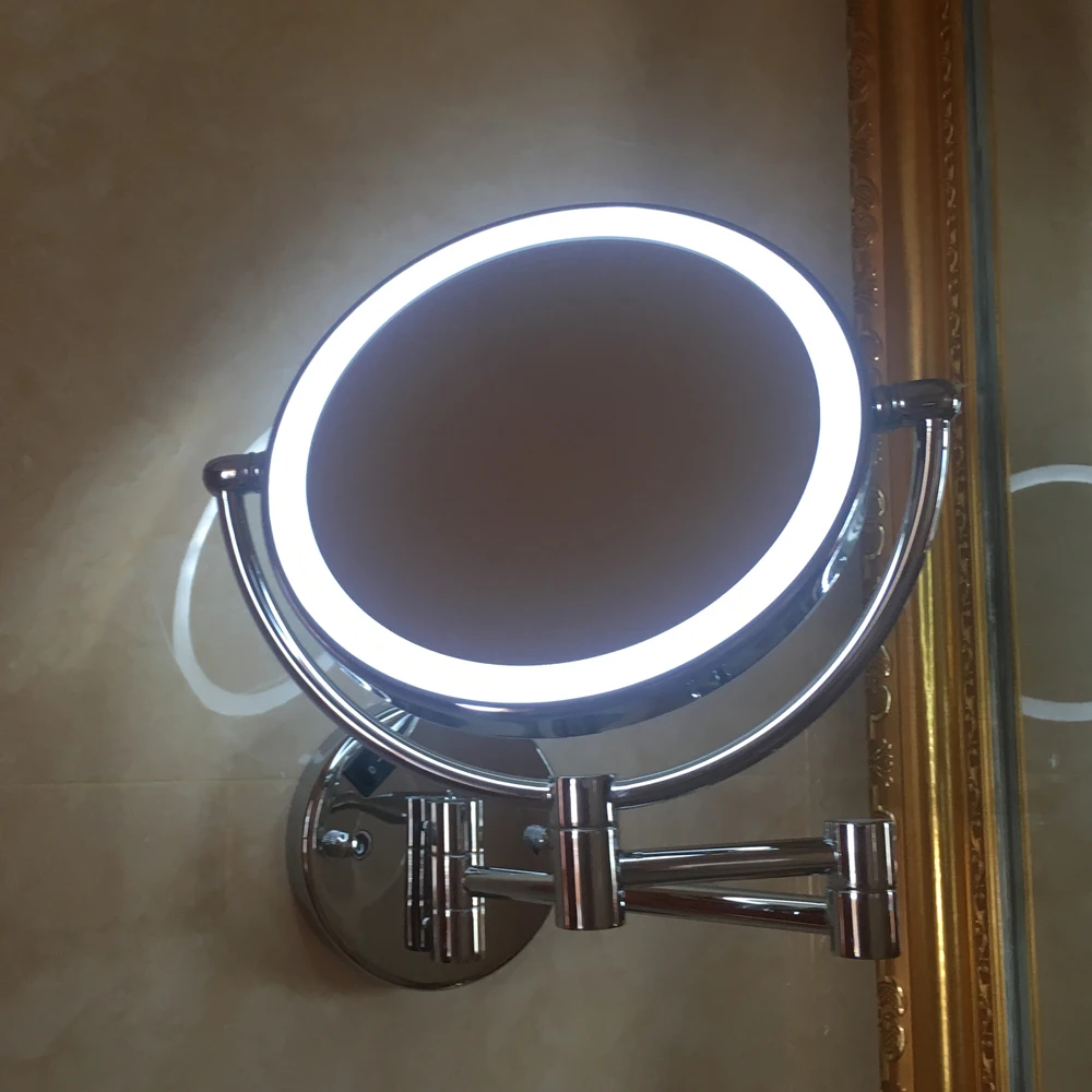 

New Professional LED Makeup Mirror Wall Folding Mirror Circular Definitio Cosmetic Mirror with Light Double Side Bathroom Mirror