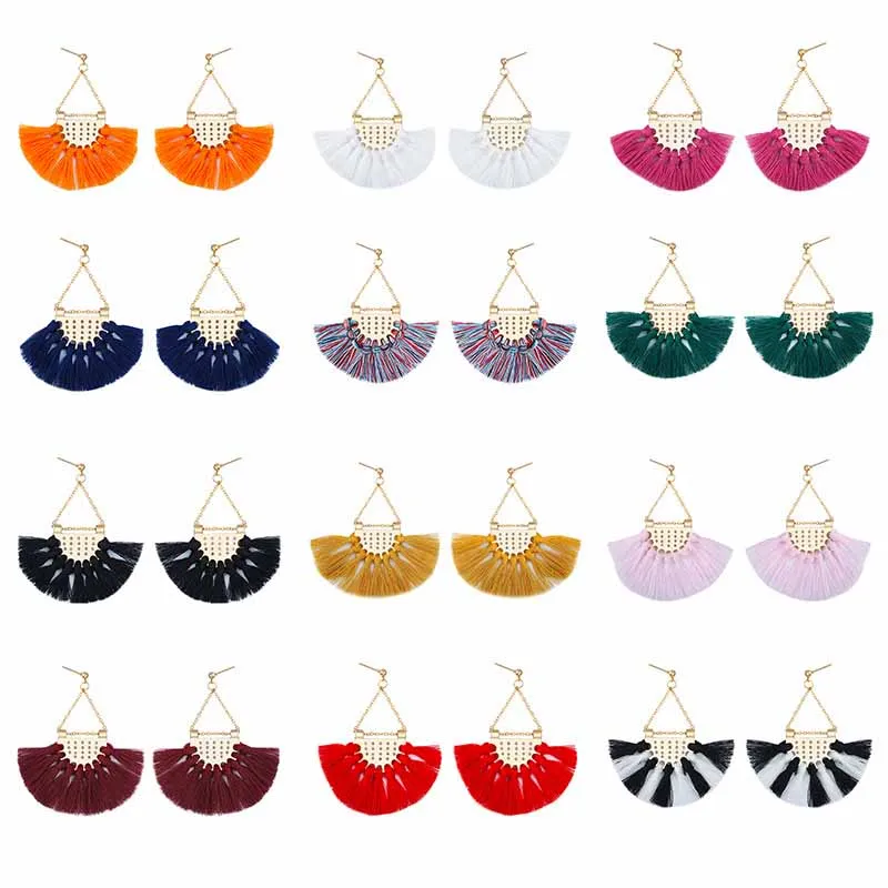 

Resin Earrings 2019 Ethnic Bohemia Bright Dangle Drop Earrings Biscuits Round Resin Tassel Earrings For Women Jewelry Qw-68