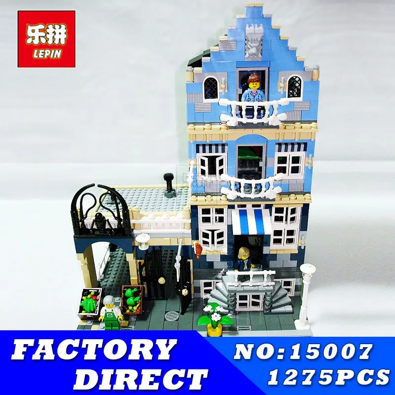 

LEPIN 15007 1275pcs European Market City Creator Street Building Blocks Bricks Children Educational Toys Compatible 10190