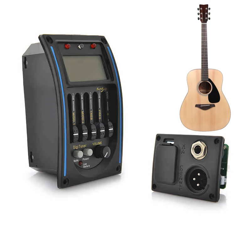Guitar Equalizer 5 Band EQ Equalizer Acoustic Preamp Piezo Pickup LCD Tuner with Auto and Manual