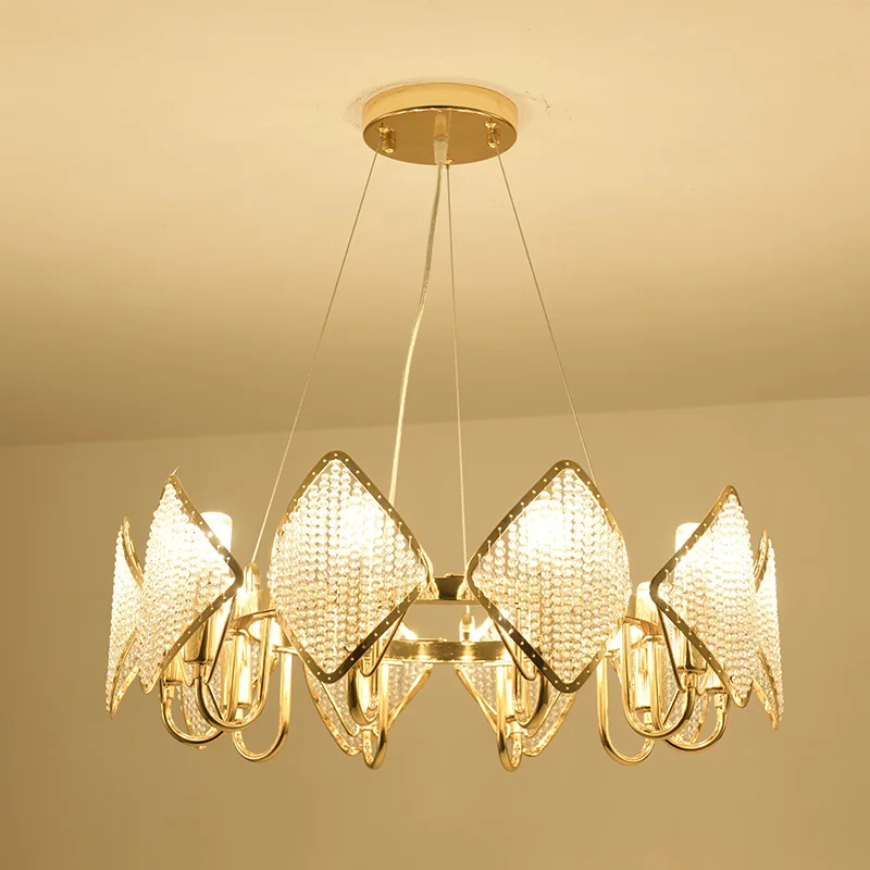 

Gold Crystal Chandelier Light Home Lighting Fixture French Luxury Bedroom Living Room Round Crystal Chandelier