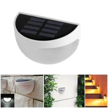 6 LED blanco/blanco cálido luz Sensor de luz impermeable lámpara alimentada por energía Solar de montaje en pared lámpara luz de la noche para jardín cuneta cerca