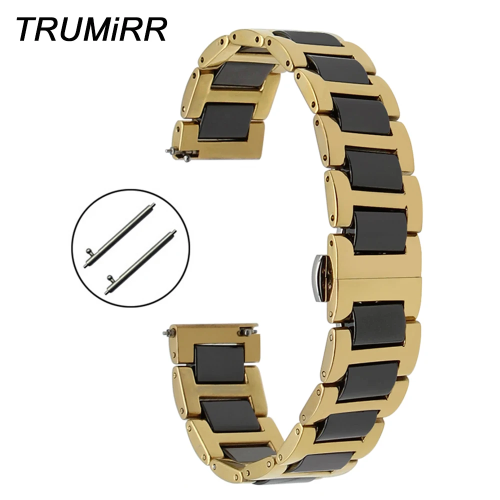 Ceramic + Stainless Steel Watchband Universal Quick Release Watch Band Butterfly Clasp Wrist Strap 12mm 14mm 16mm 18mm 20mm 22mm Ceramic + Stainless Steel Watchband Universal Quick Release Watch Band Butterfly Clasp Wrist Strap 12mm 14mm 16mm 18mm 20mm 22mm