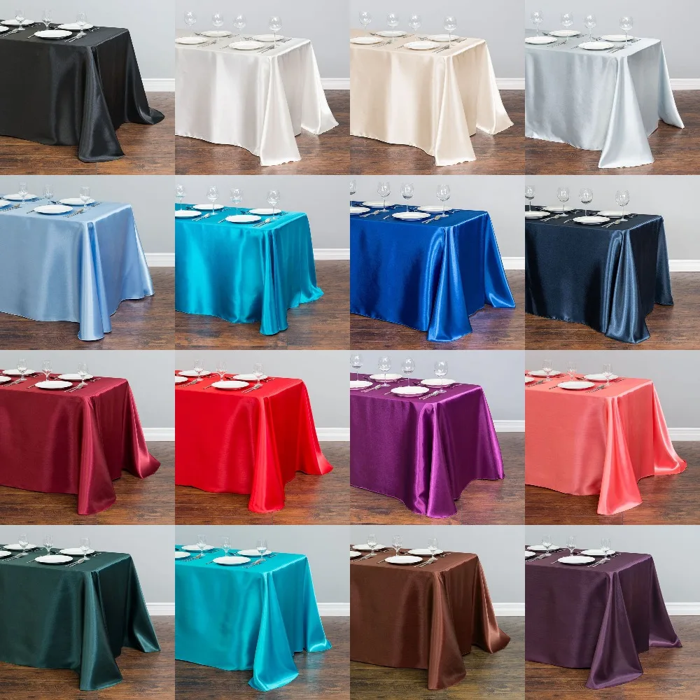 

100% Polyester Satin Table Cloth Table Cover Satin Table Overlay Table Topper For Wedding Party Banquet Birthday Decoration