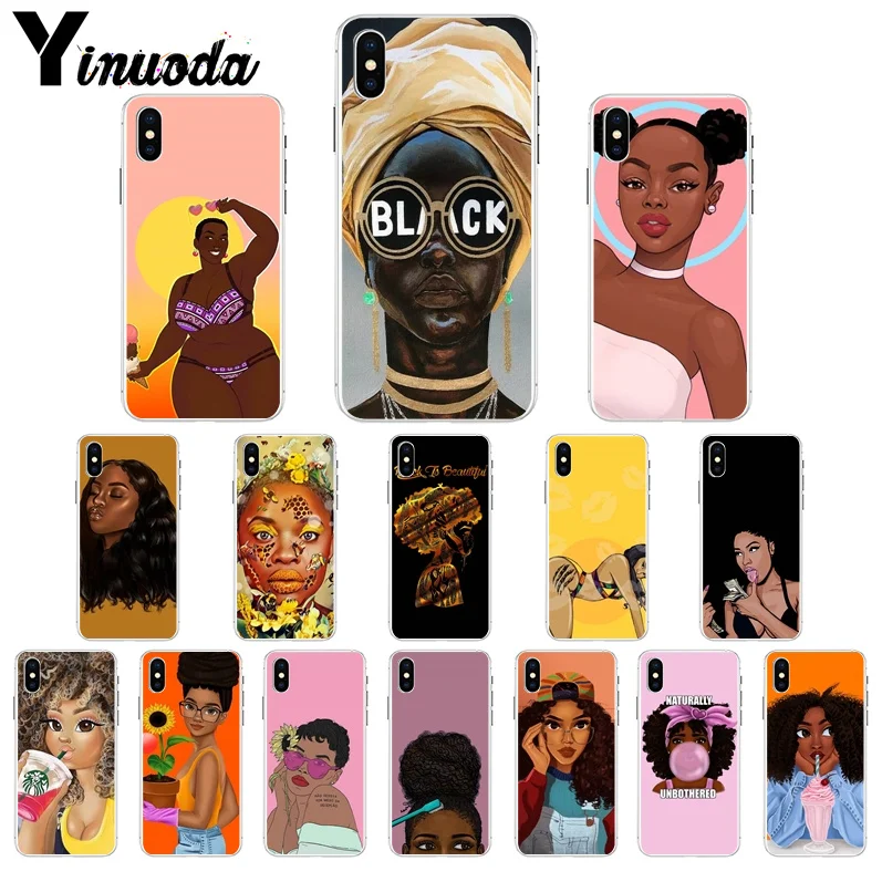

Yinuoda Black Girl Magic Melanin Poppin Soft Silicone Transparent Phone Case for iPhone 7 7plusX XS MAX 6 6s 8 8Plus 5 5S SE XR